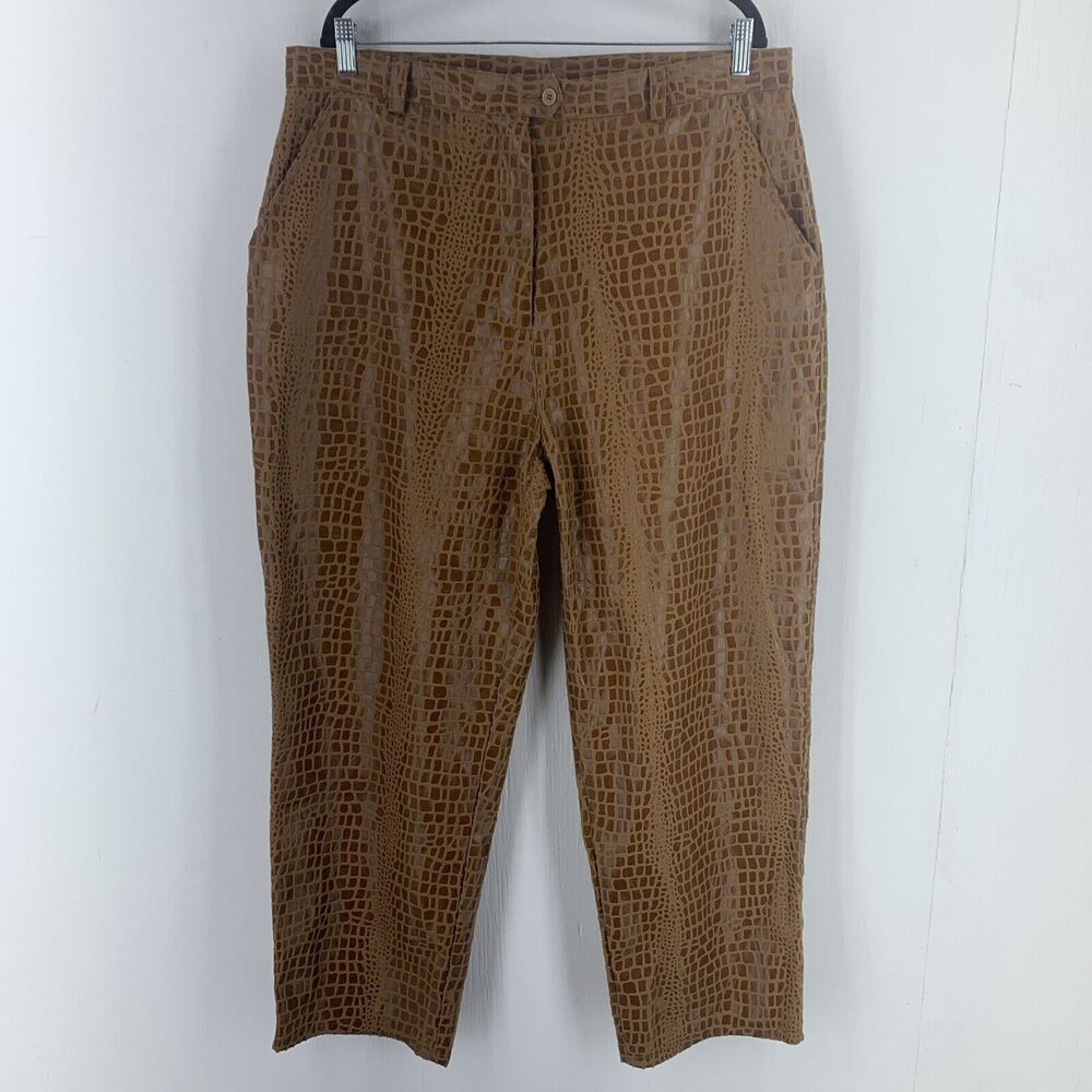 Vtg Selene Sport Women 20W Pants Alligator Print 90’s Artsy Moto Retro Boho